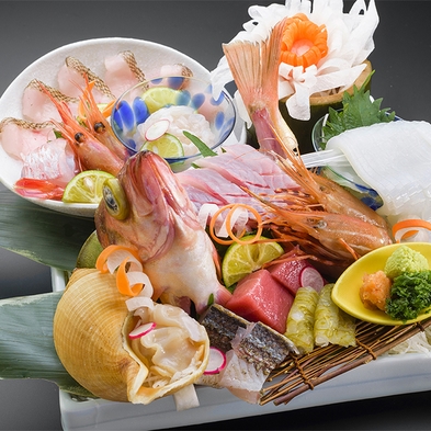 【スタンダードプラン×お刺身スペシャル】お刺身ボリュームアップ！きときと鮮魚を大皿盛りで 旬魚食通